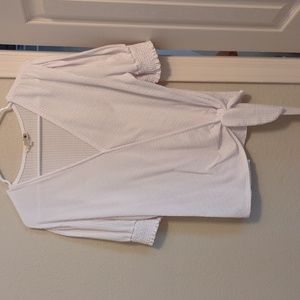 Everleigh Ribbed Puff Sleeve Blouse, White